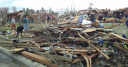 clearing debris 450