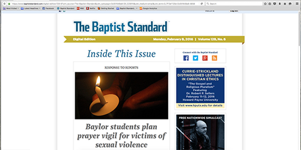 Baptist Standard changes email delivery date to Thursday in March