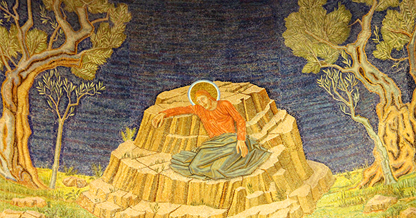 Painting depicting Jesus praying in the Garden of Gethsemane.